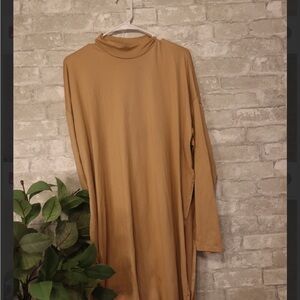 Tan Long Sleeve Turtleneck Dress